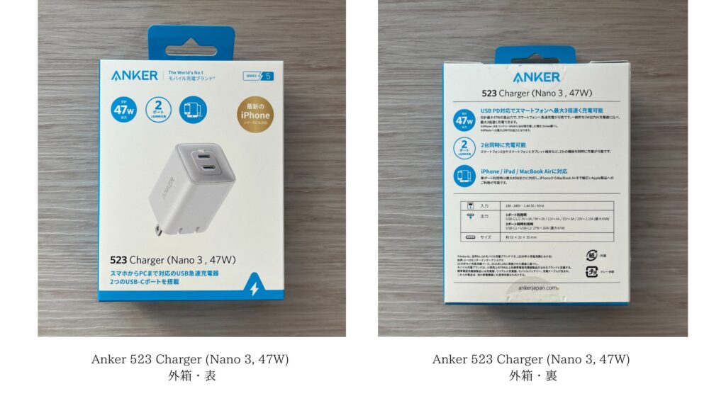 Anker 523 Charger (Nano 3, 47W)の外箱