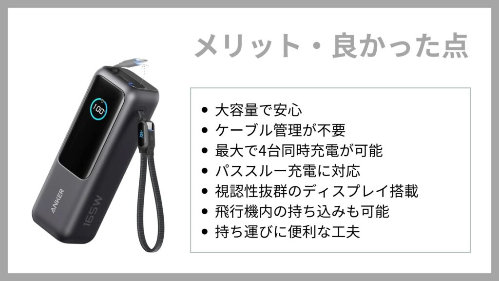 Anker Power Bank (25000mAh, Built-In & 巻取り式USB-Cケーブル)26